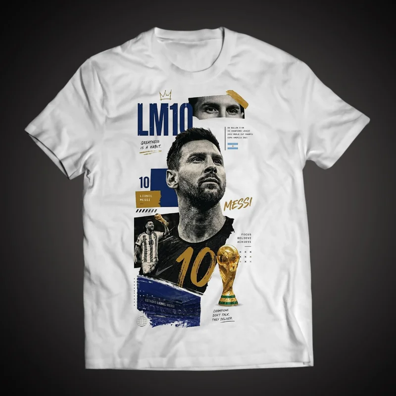 Remera tres estrellas Argentina Messi mujer