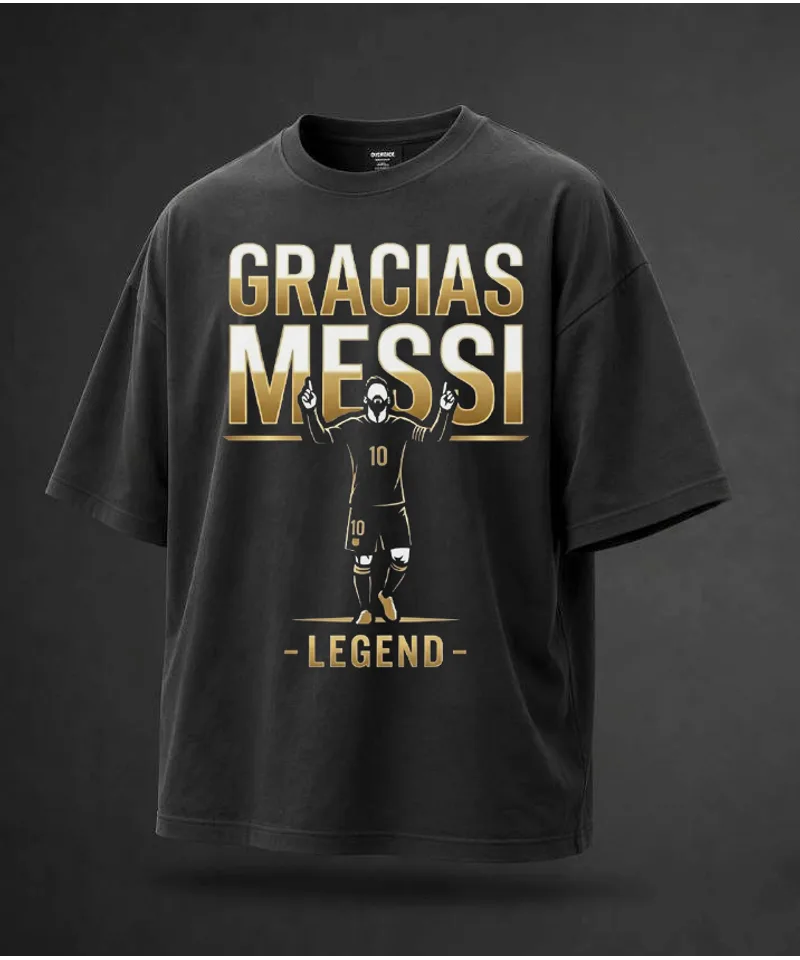 Remera Messi Legend mujer tipografía negro